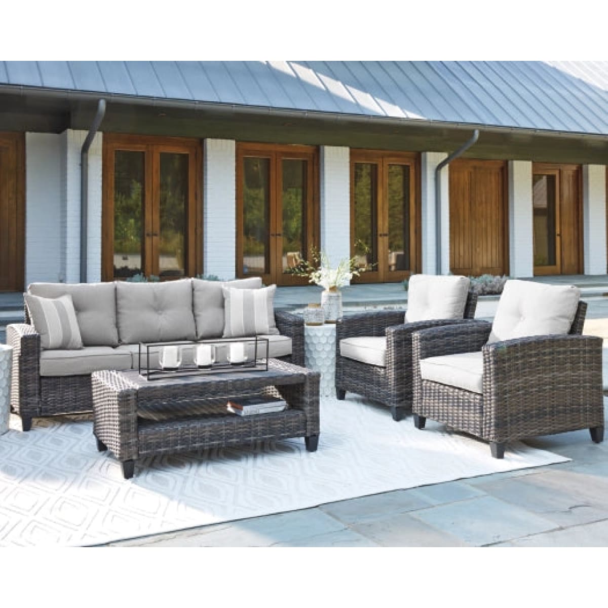 Cloverbrooke 4-Piece Outdoor Conversation Set - Outdoor Sofa