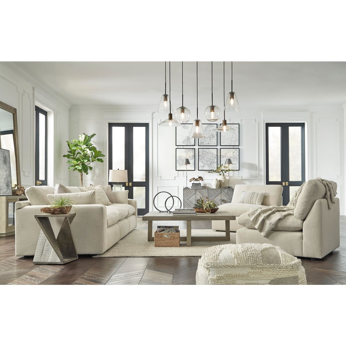 Elyza Linen Sectional - Sofa