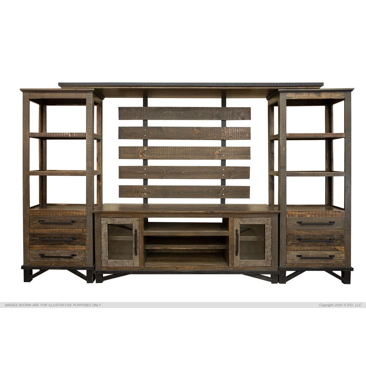 Loft Brown Wall Unit - ENTERTAINMENT CONSOLE