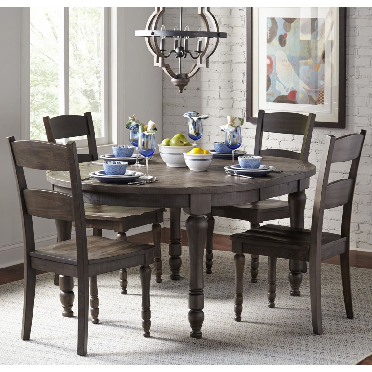 Madison County Barnwood 5Pc Round/Oval Dining Set - 48X48X66 - DININGCOUNTERHEIGHT