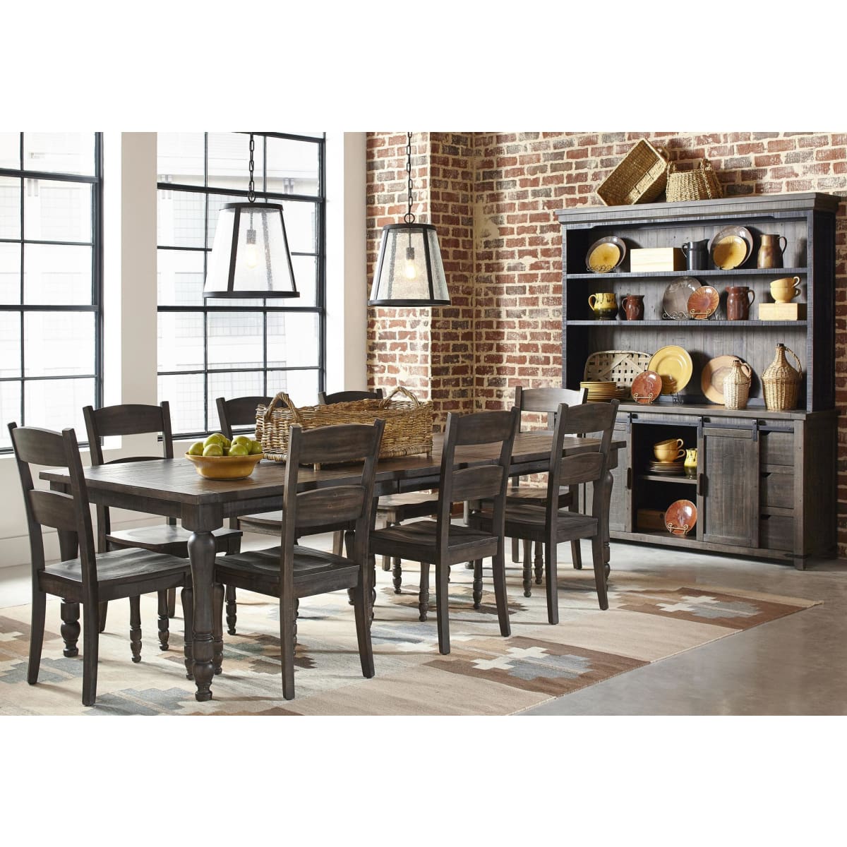 Madison County Barnwood Extension Dining Table 7Pc Set - 42X84X106 - DININGCOUNTERHEIGHT