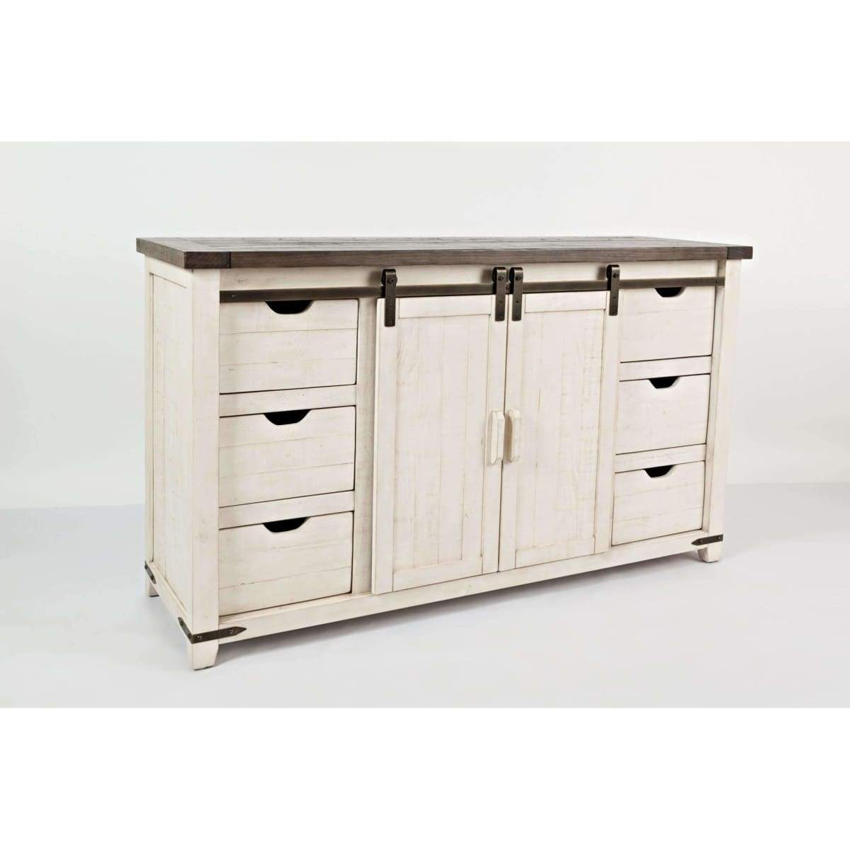 Madison County Vintage White 60 Barn Door Server - SIDE BOARD