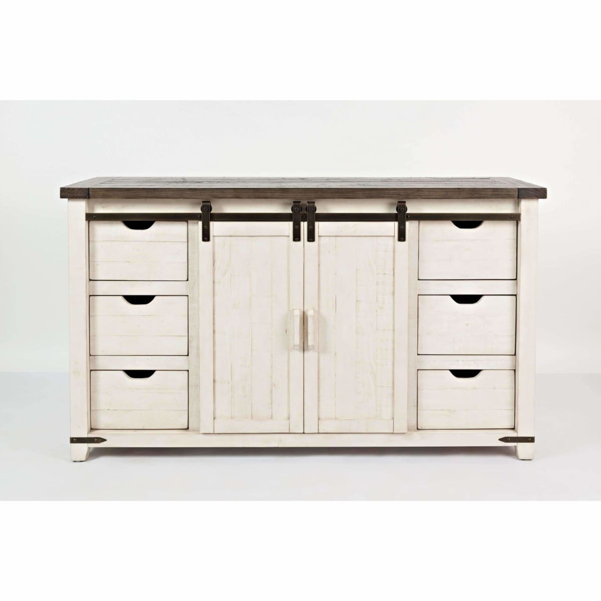 Madison County Vintage White 60 Barn Door Server - SIDE BOARD