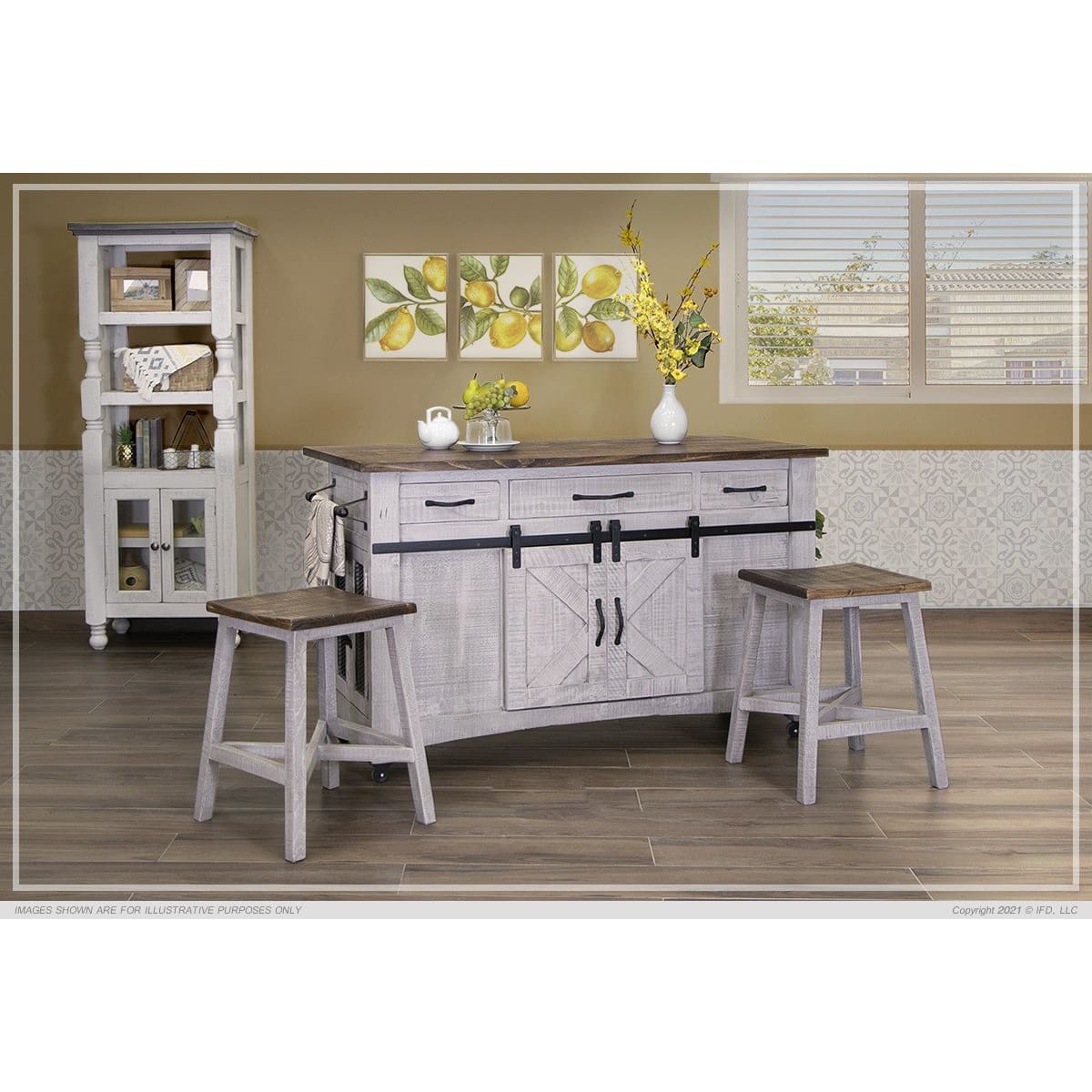Pueblo Grey Kitchen Island - 59-3/4 x 30 x 35-1/4 - Kitchen Island