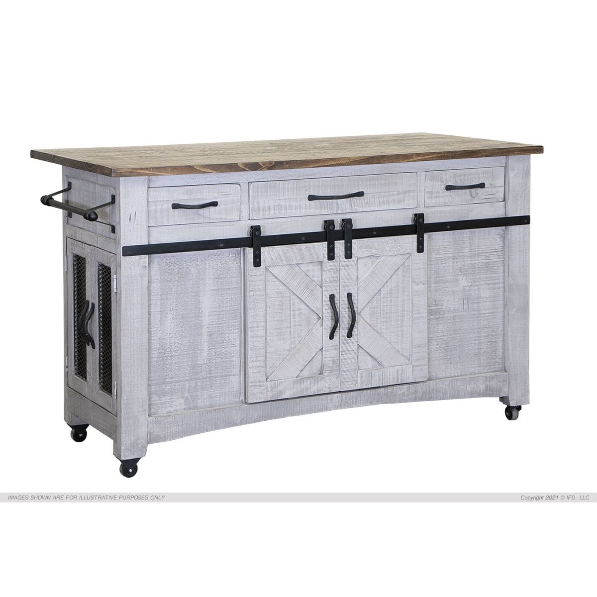 Pueblo Grey Kitchen Island - 59-3/4 x 30 x 35-1/4 - Kitchen Island