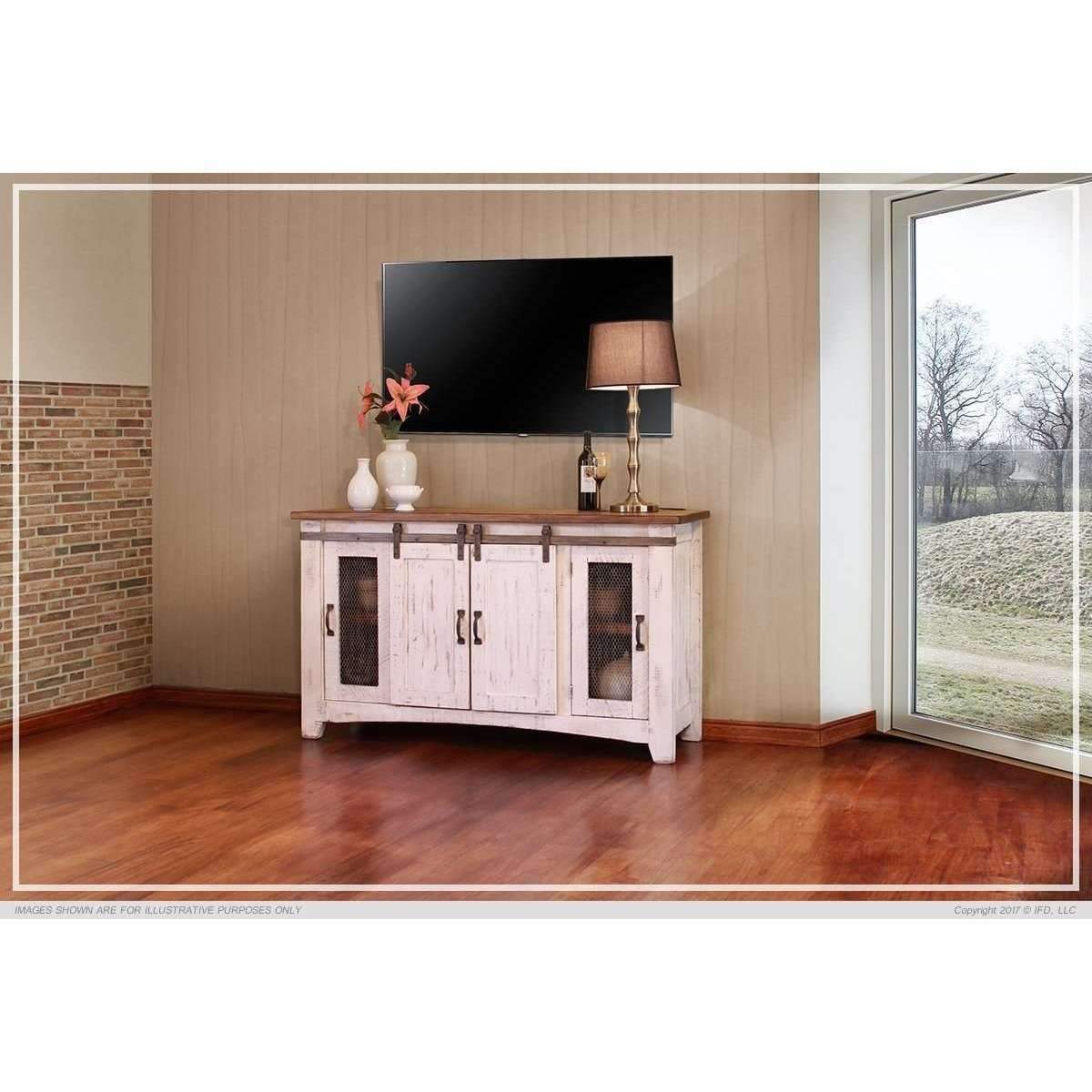 360 Pueblo White 60 Tv Stand - ENTERTAINMENT CONSOLE