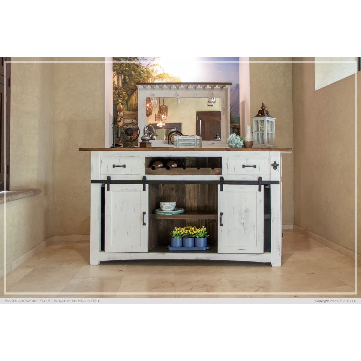 Pueblo White Bar - 76 x 26-1/2 x 42 - BAR