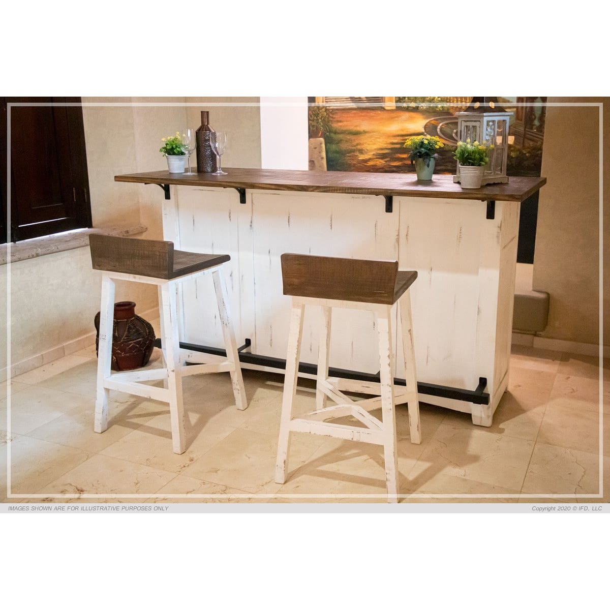 Pueblo White Bar - 76 x 26-1/2 x 42 - BAR