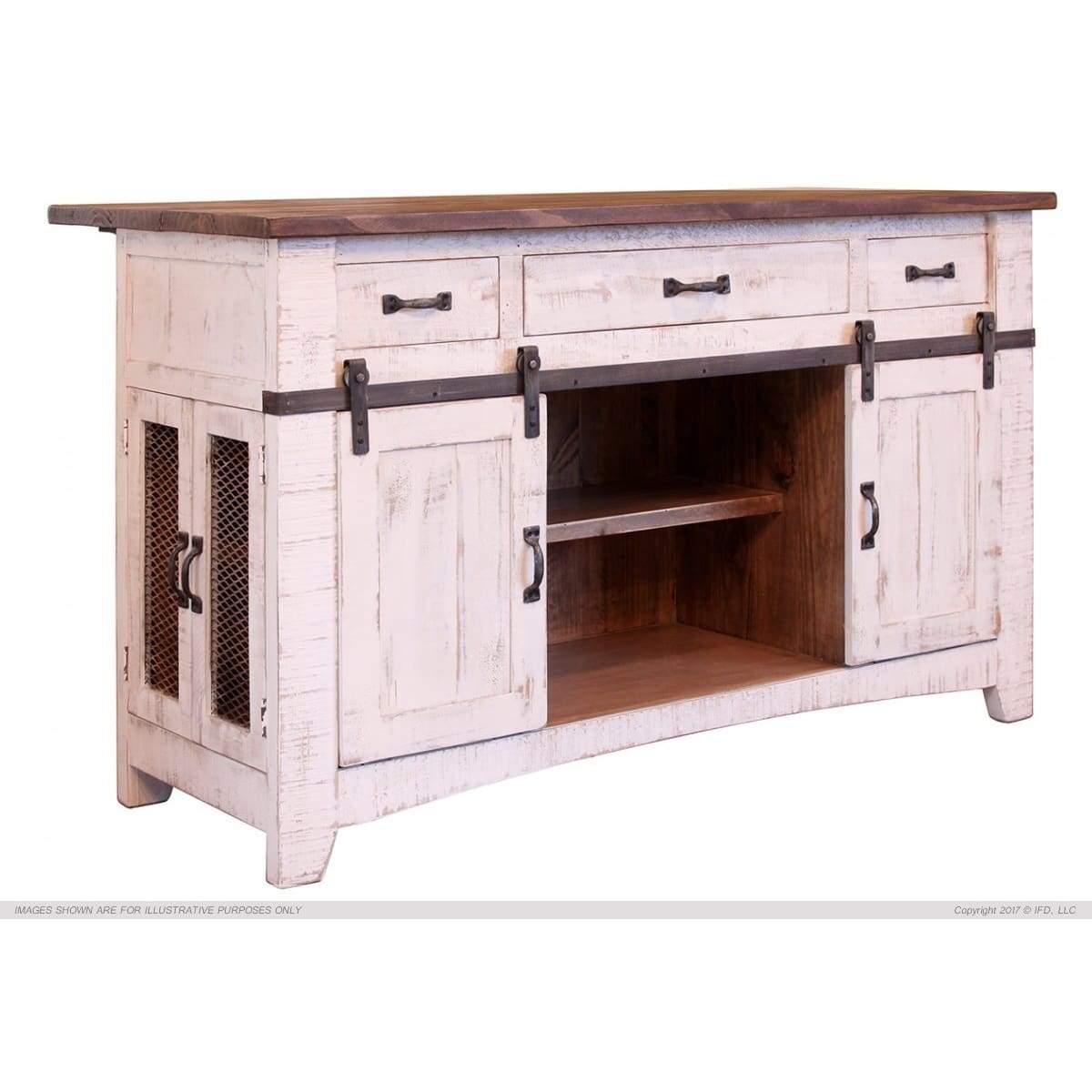 360 Pueblo White Kitchen Island - Kitchen Island