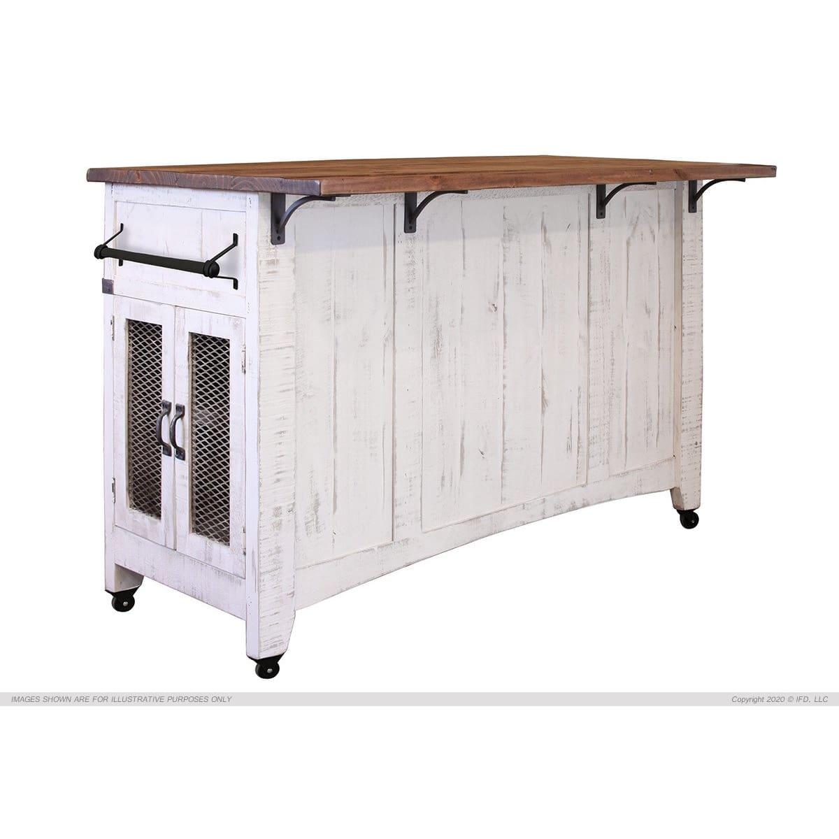 360 Pueblo White Kitchen Island - Kitchen Island