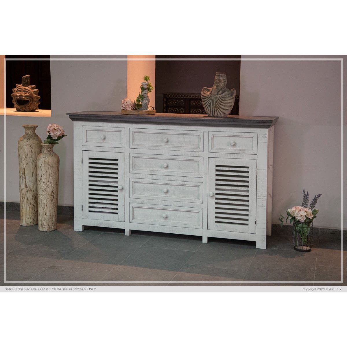 Stone Buffet - 69-3/4 x 19 x 42-1/2 - Side Board