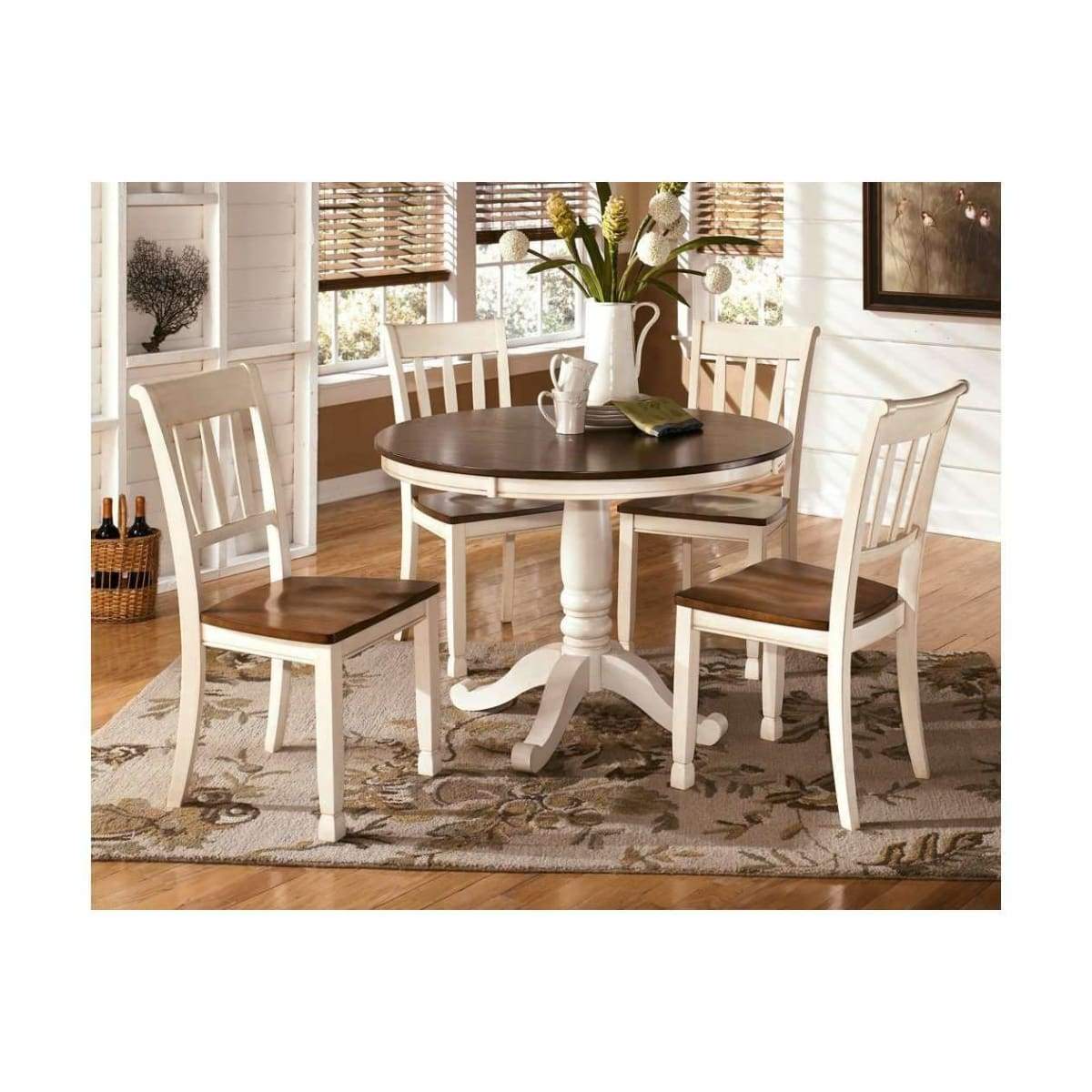 Whitesburg Round Dining Table With 4 Chairs - DININGCOUNTERHEIGHT
