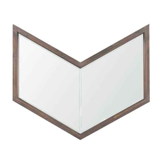 Chevren Wall Mirror Dark Brown Wood | 26x22 - wall-mirrors-grouped