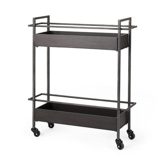 Masataka Metal Frame Two-Tier with Metal Shelves Rectangular Bar Cart