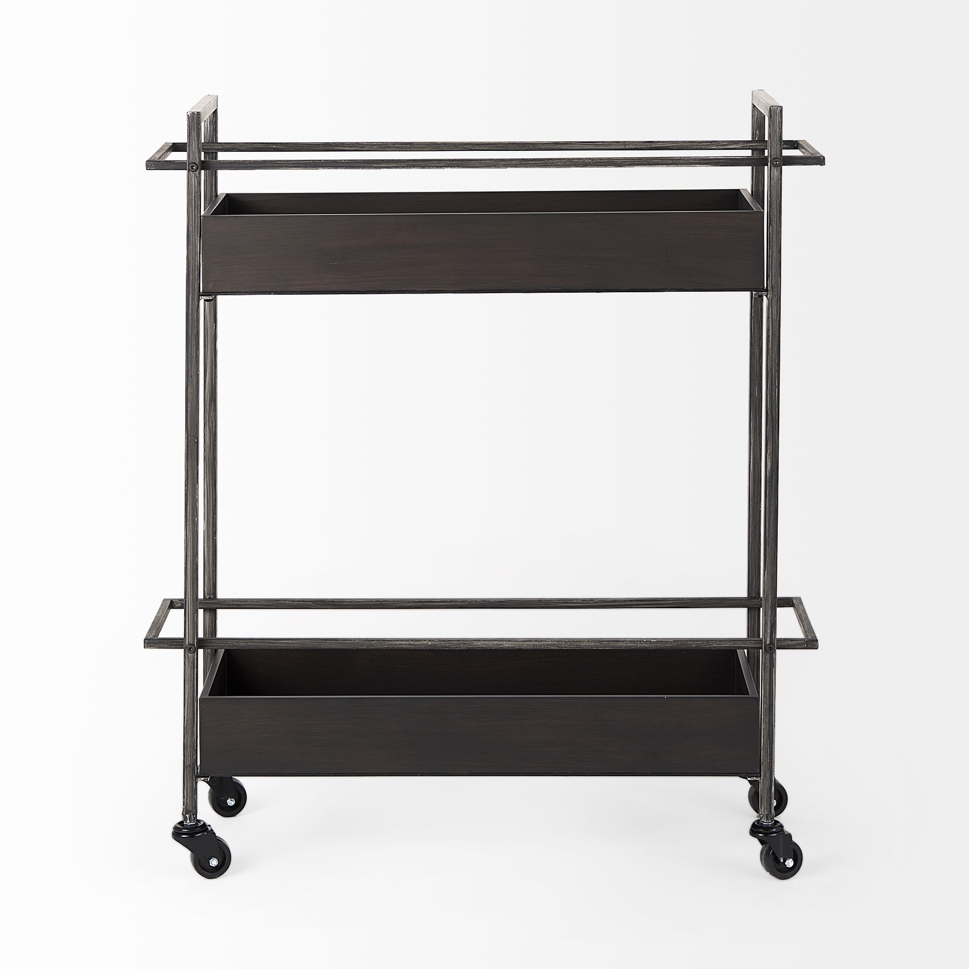 Masataka Metal Frame Two-Tier with Metal Shelves Rectangular Bar Cart
