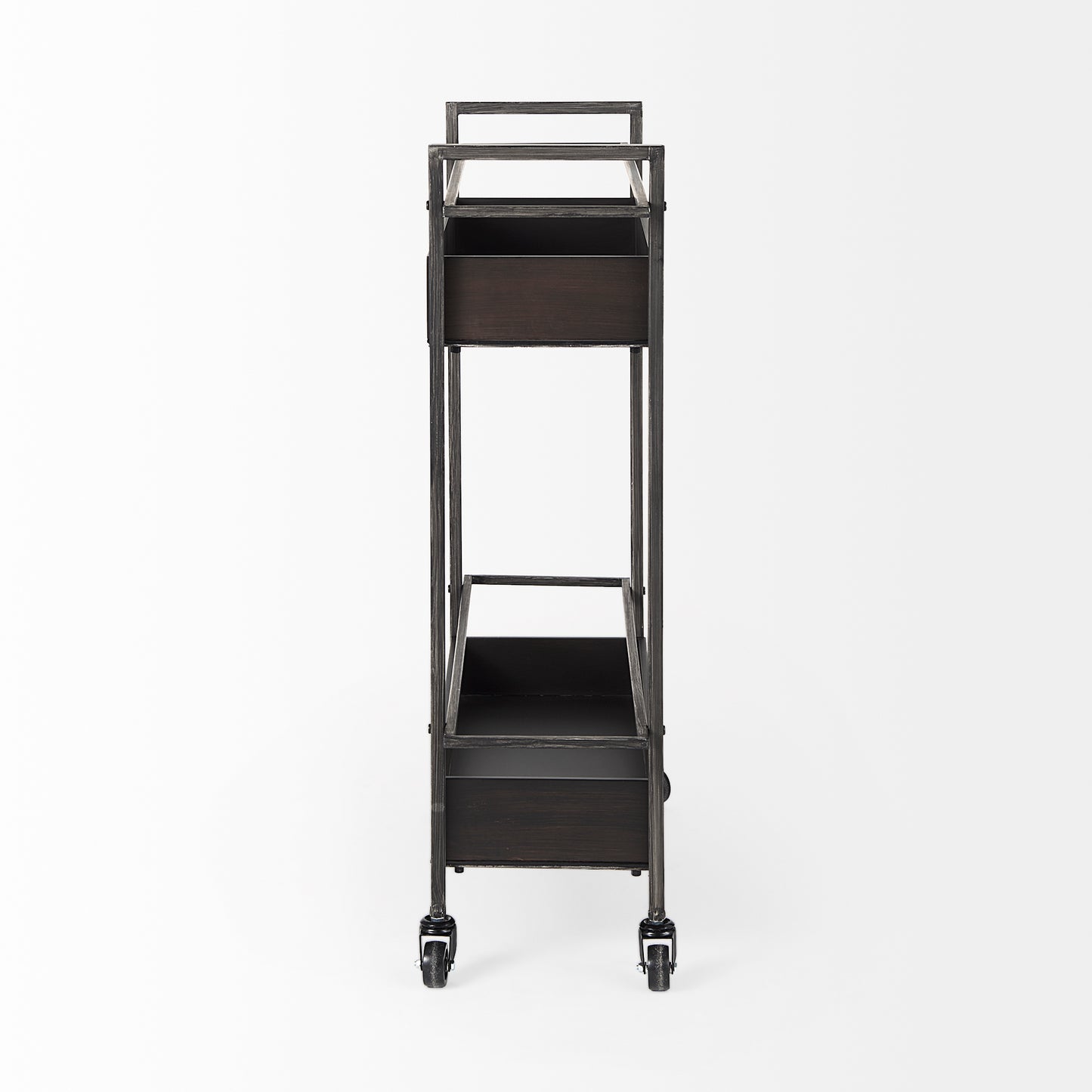 Masataka Metal Frame Two-Tier with Metal Shelves Rectangular Bar Cart