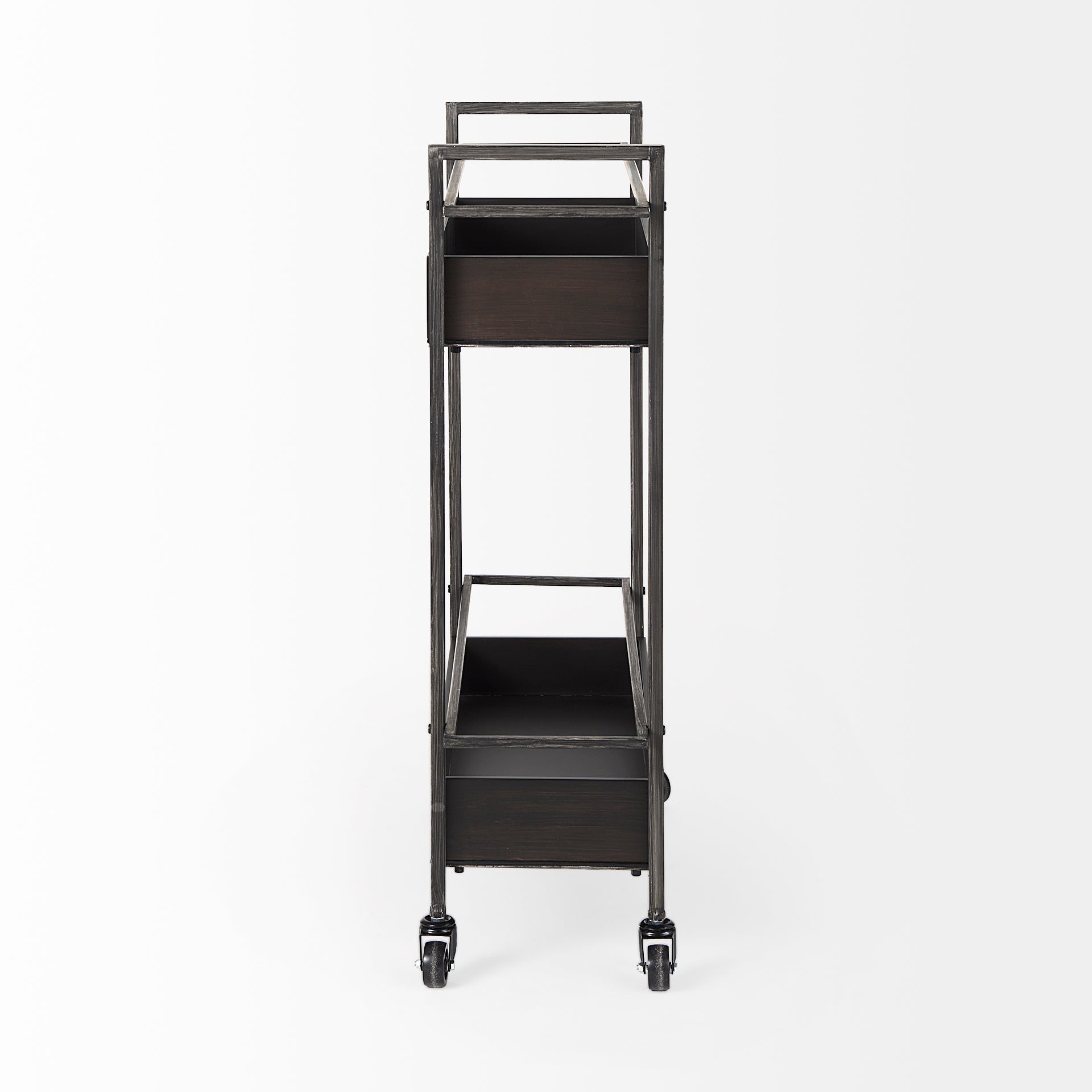 Masataka Metal Frame Two-Tier with Metal Shelves Rectangular Bar Cart
