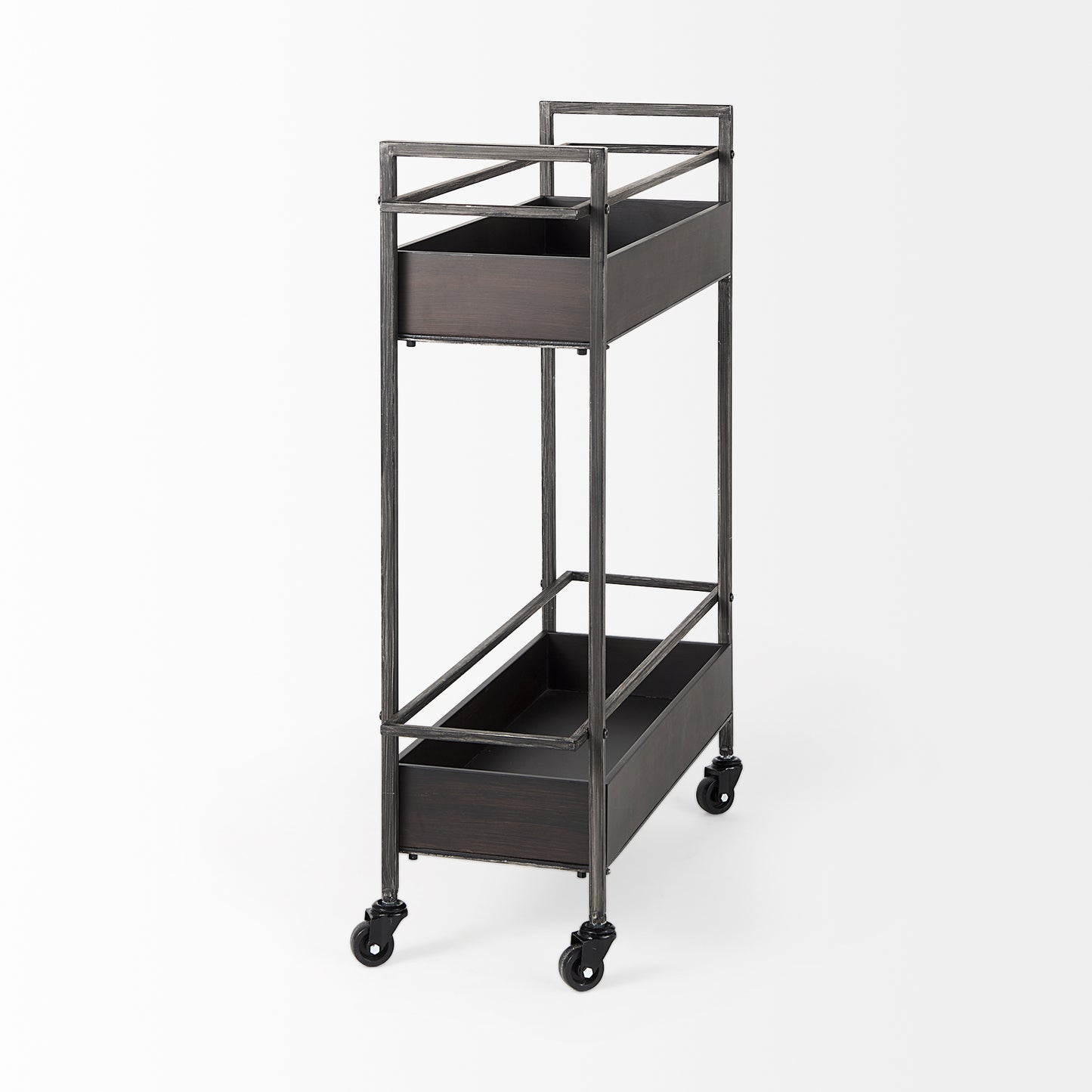 Masataka Metal Frame Two-Tier with Metal Shelves Rectangular Bar Cart