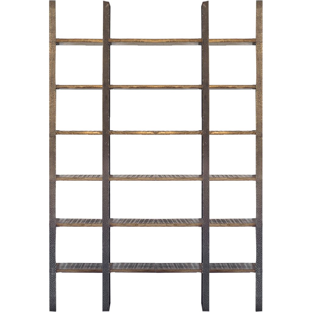 Taunton I 80L x  10.5W x 90H Brown Wood and Black Iron Six Shelving Unit