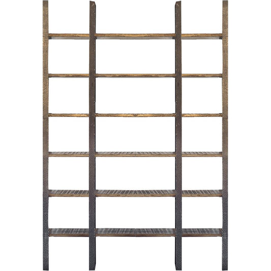 Taunton I 80L x  10.5W x 90H Brown Wood and Black Iron Six Shelving Unit