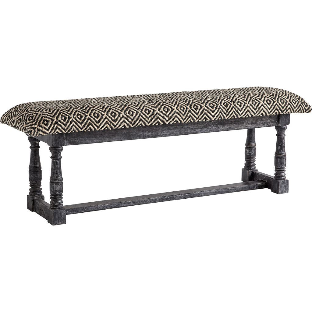 Denison Bench Black/Beige Fabric | Black Wood