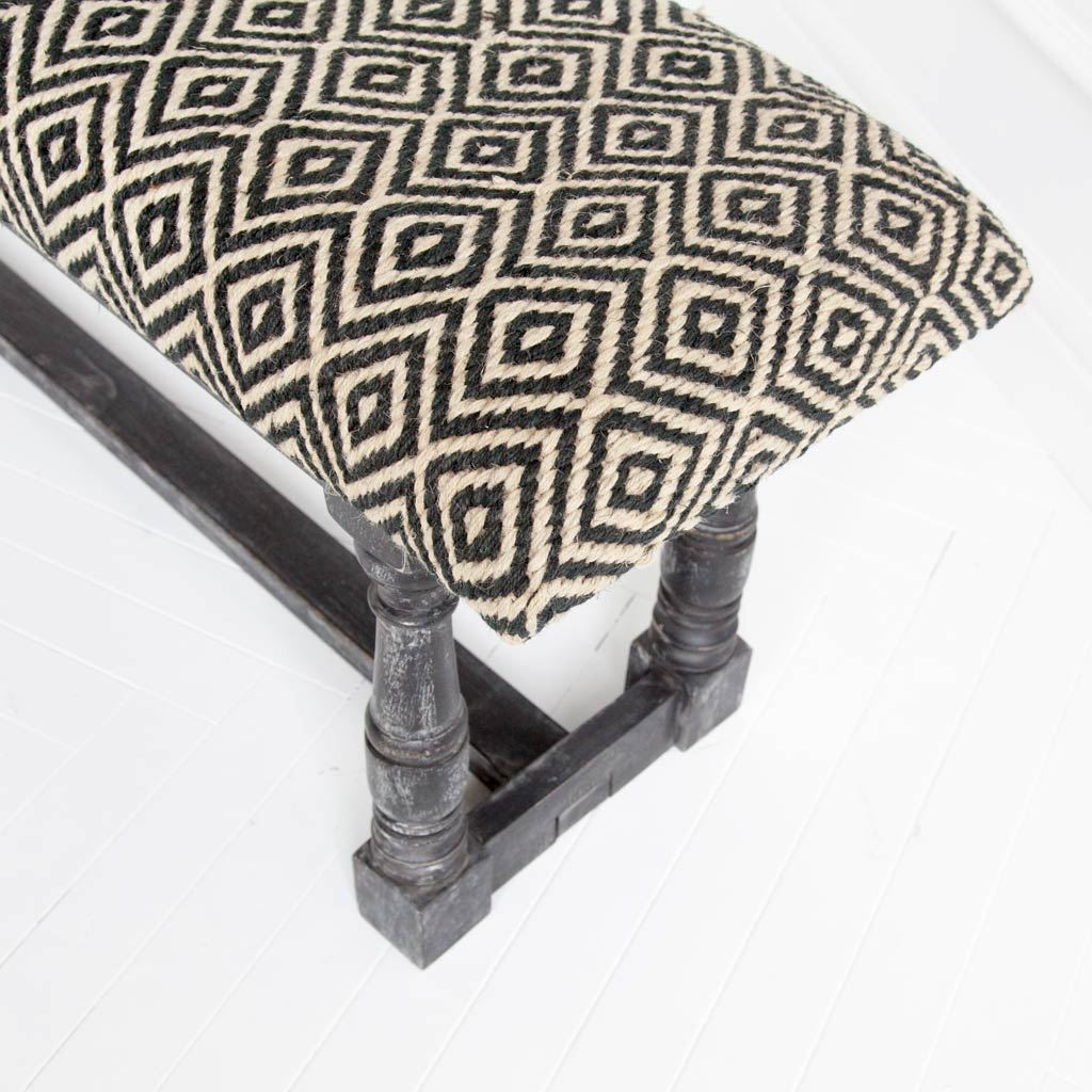 Denison Bench Black/Beige Fabric | Black Wood