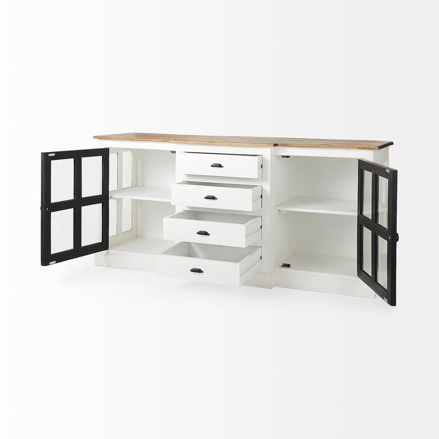 Bourchier Sideboard White/Brown/Black Wood - sideboards-and-buffets