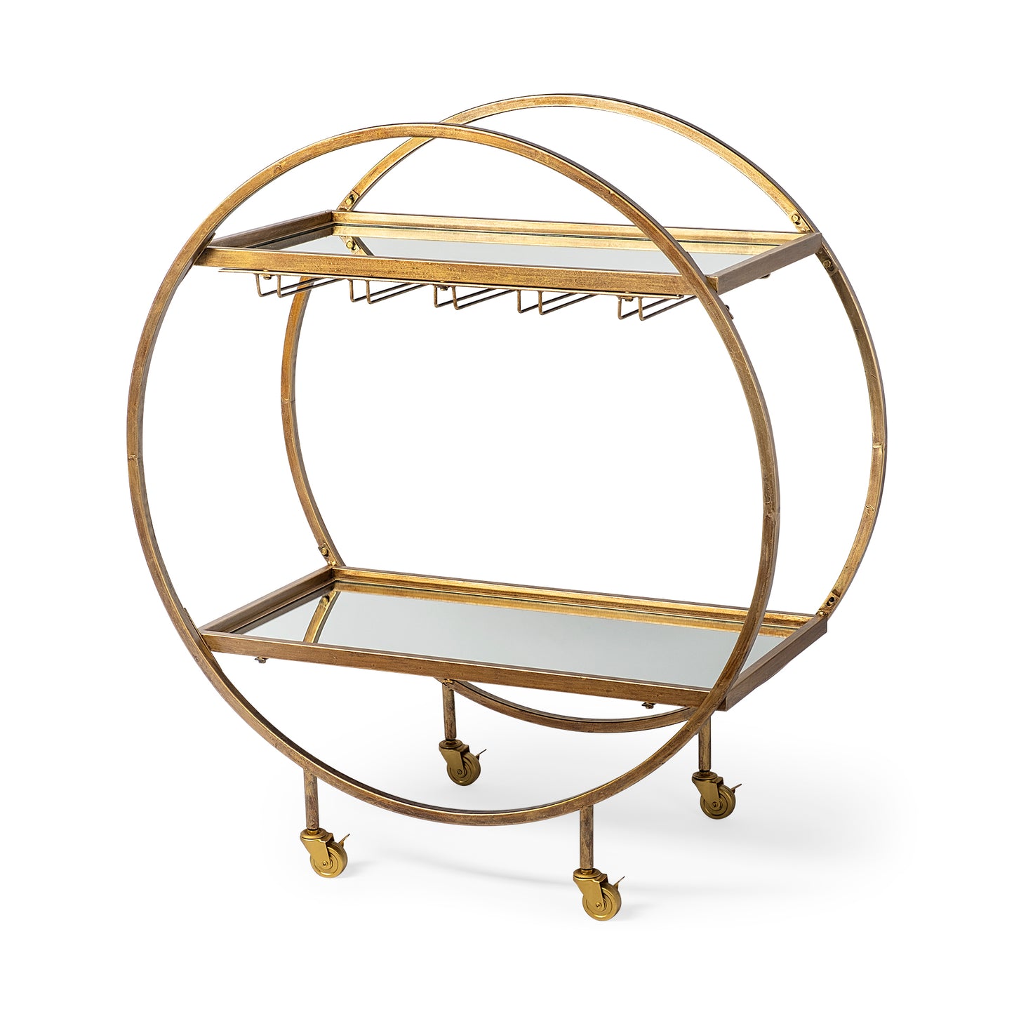 Carola Bar Cart Gold Metal | Glass - bar-carts