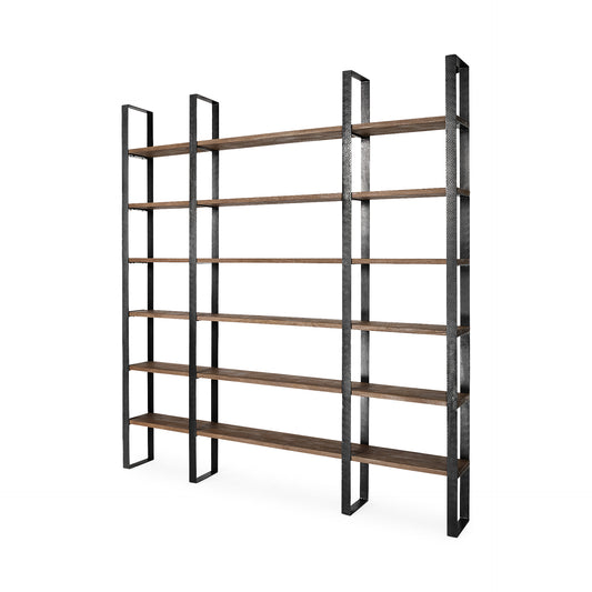 Taunton Shelving Unit Dark Brown Wood | Black Metal