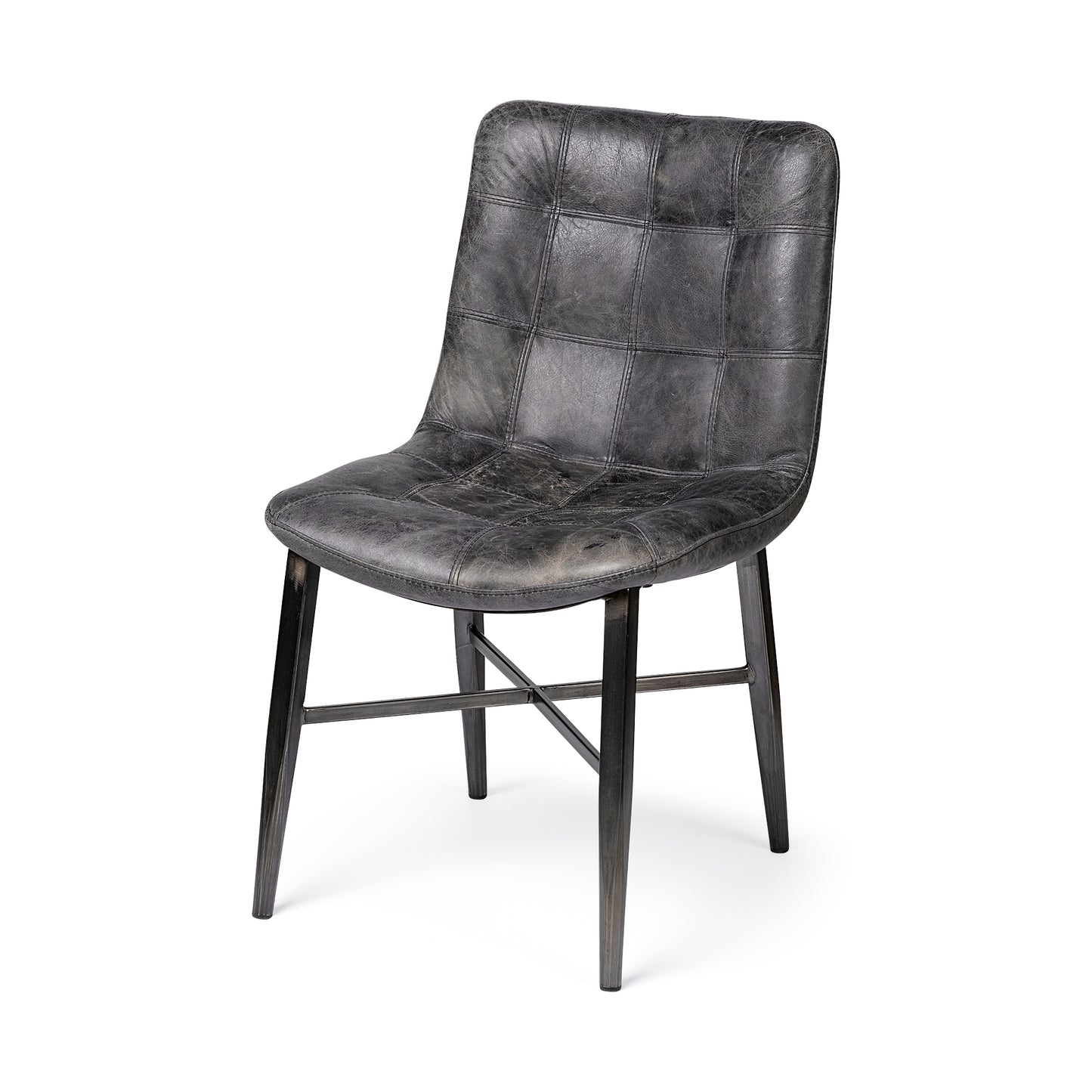 Horsdal Dining Chair Black Genuine Leather | Black Metal - dining-chairs