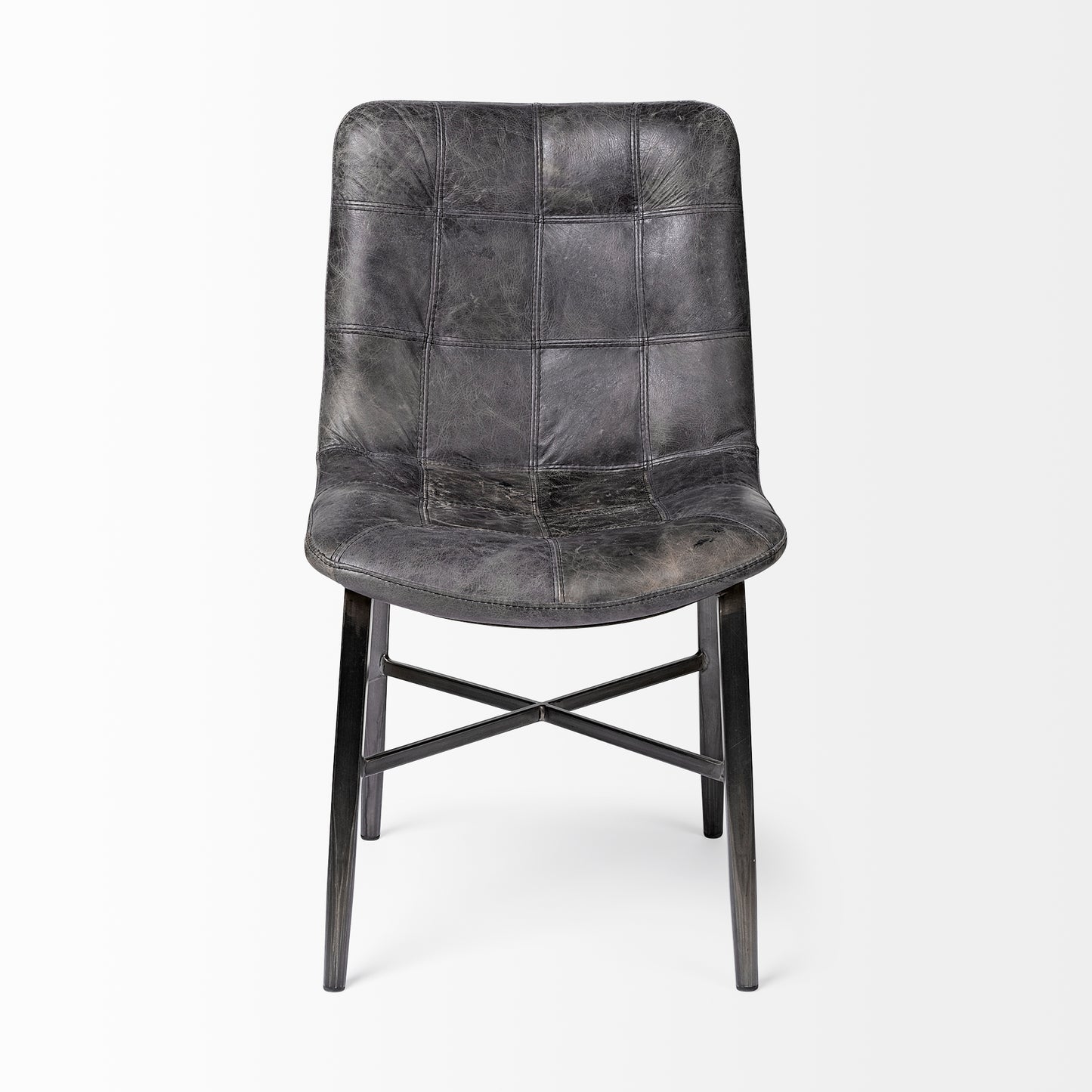 Horsdal Dining Chair Black Genuine Leather | Black Metal - dining-chairs