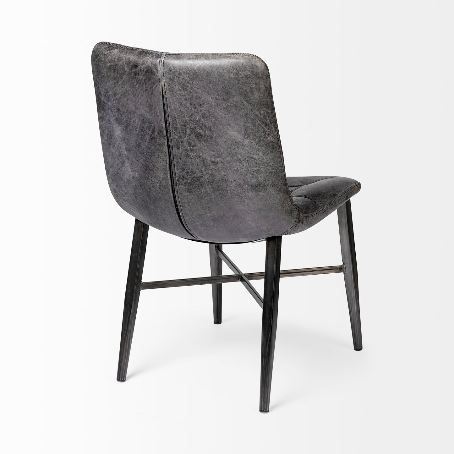 Horsdal Dining Chair Black Genuine Leather | Black Metal - dining-chairs