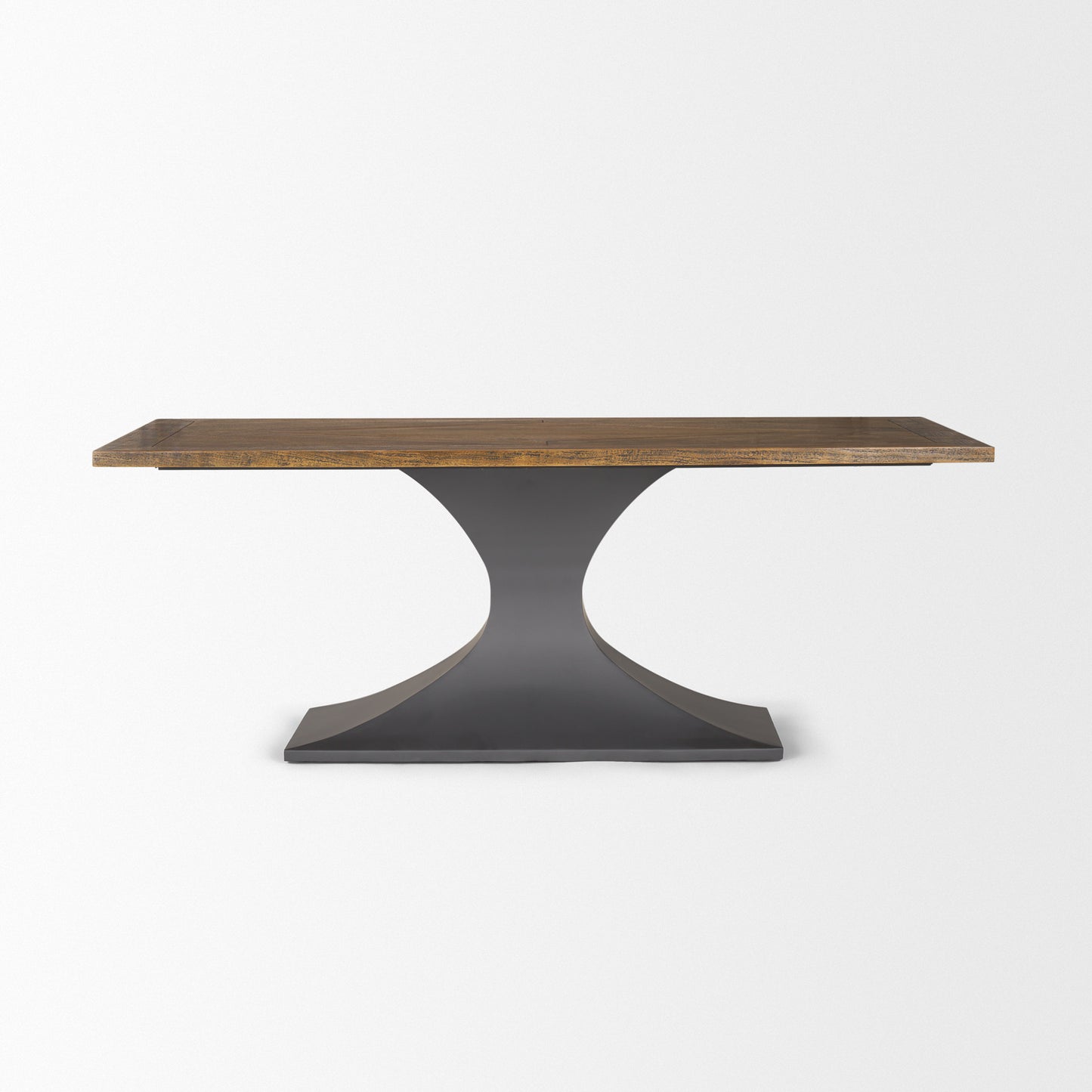 Maxton II 79x39 Rectangular Brown Solid Wood Top Dark Gunmetal Base Dining Table