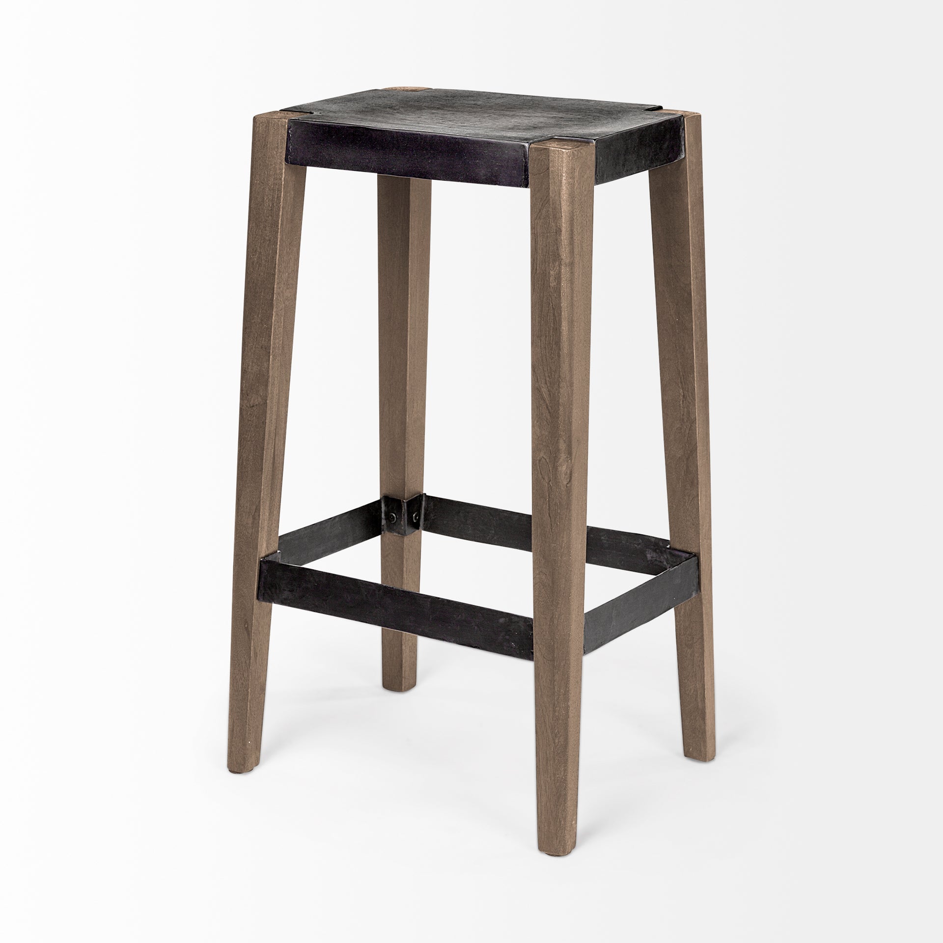 Nell Metal Seat Bar Counter Stool Black Metal | Light Brown Wood | Bar - bar-stools