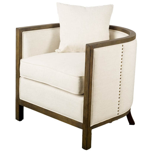 Sloan Accent Chair Brown Wood | Cream Fabric - accent-chairs