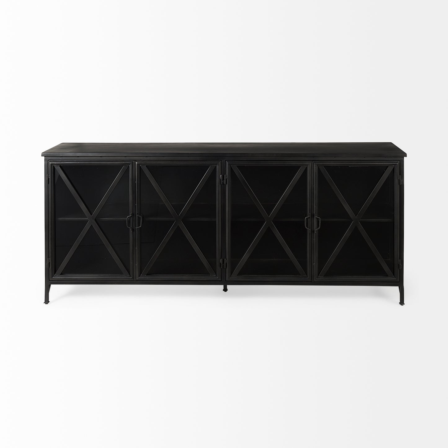 Poppy I 79x16 Black Metal With  Glass Door Sideboard