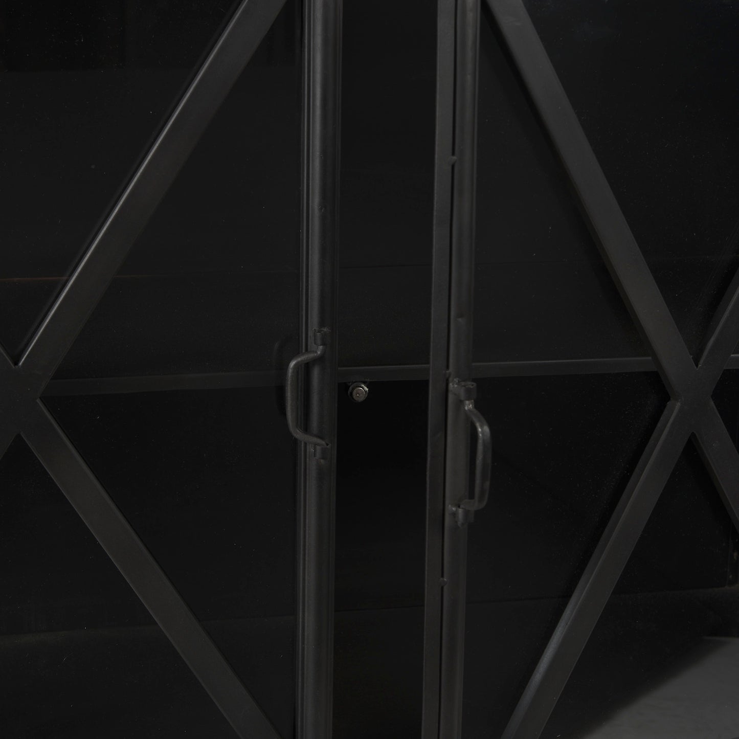 Poppy I 79x16 Black Metal With  Glass Door Sideboard
