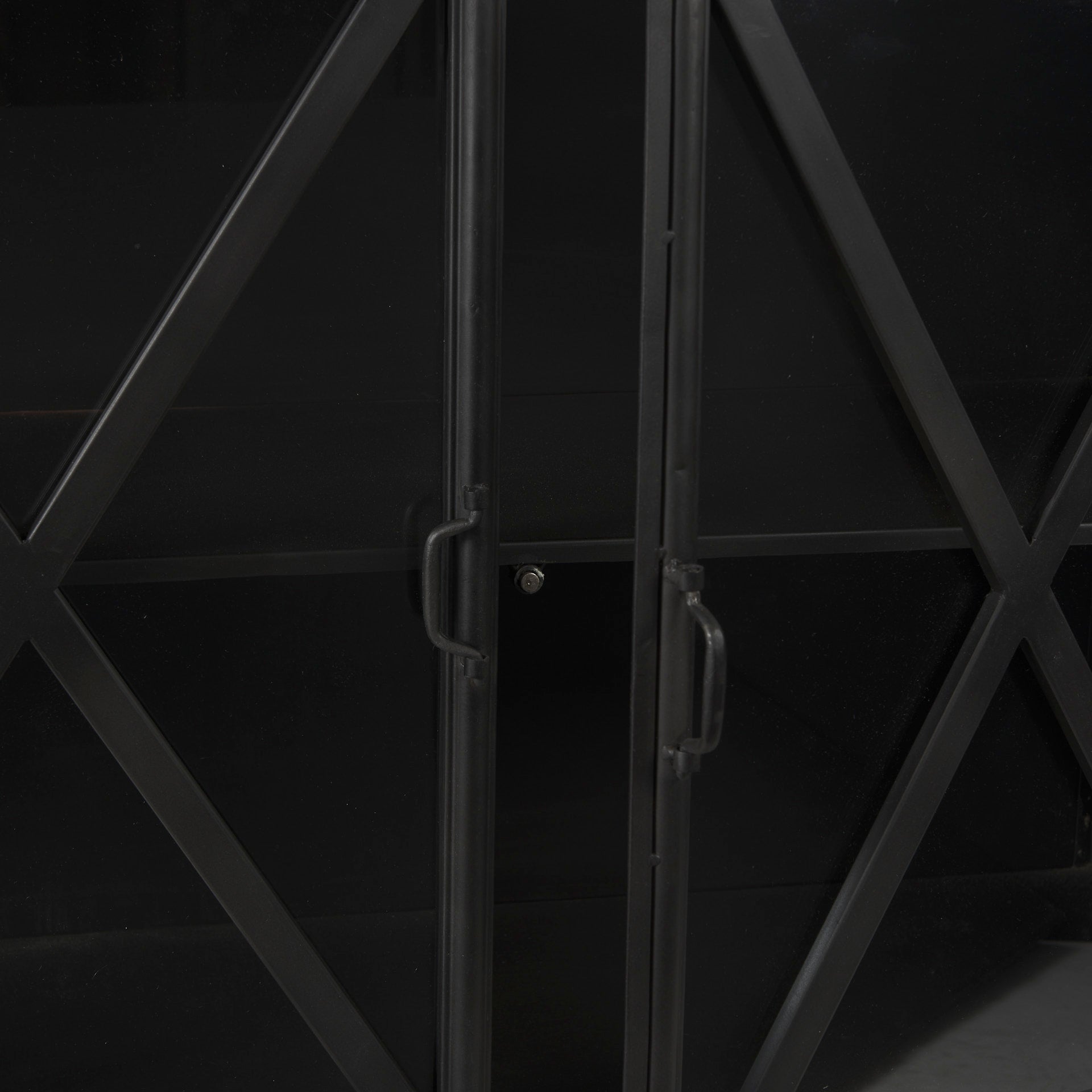 Poppy I 79x16 Black Metal With  Glass Door Sideboard