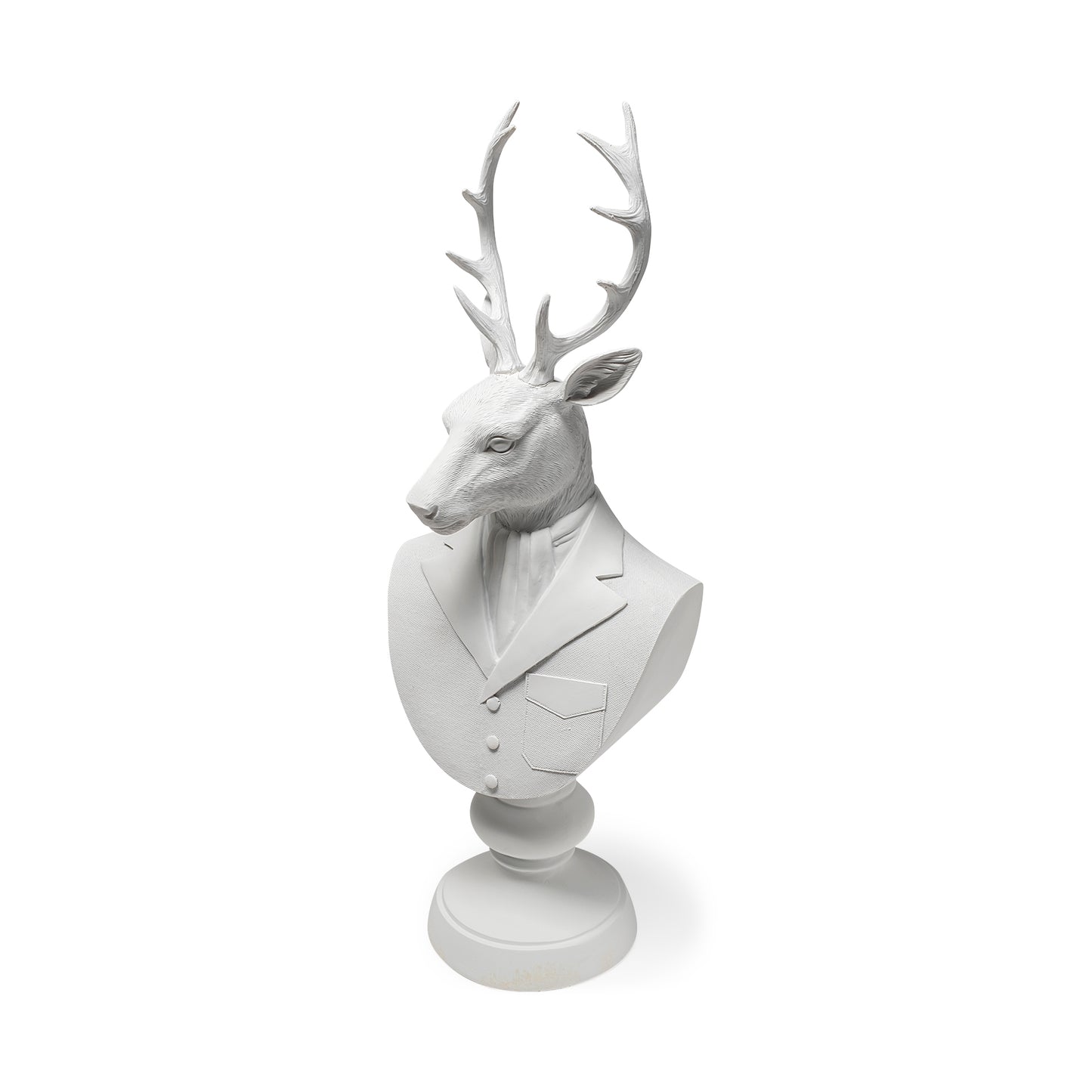 Mozart 22.5H White Painted Resin Deer In A Suit Bust