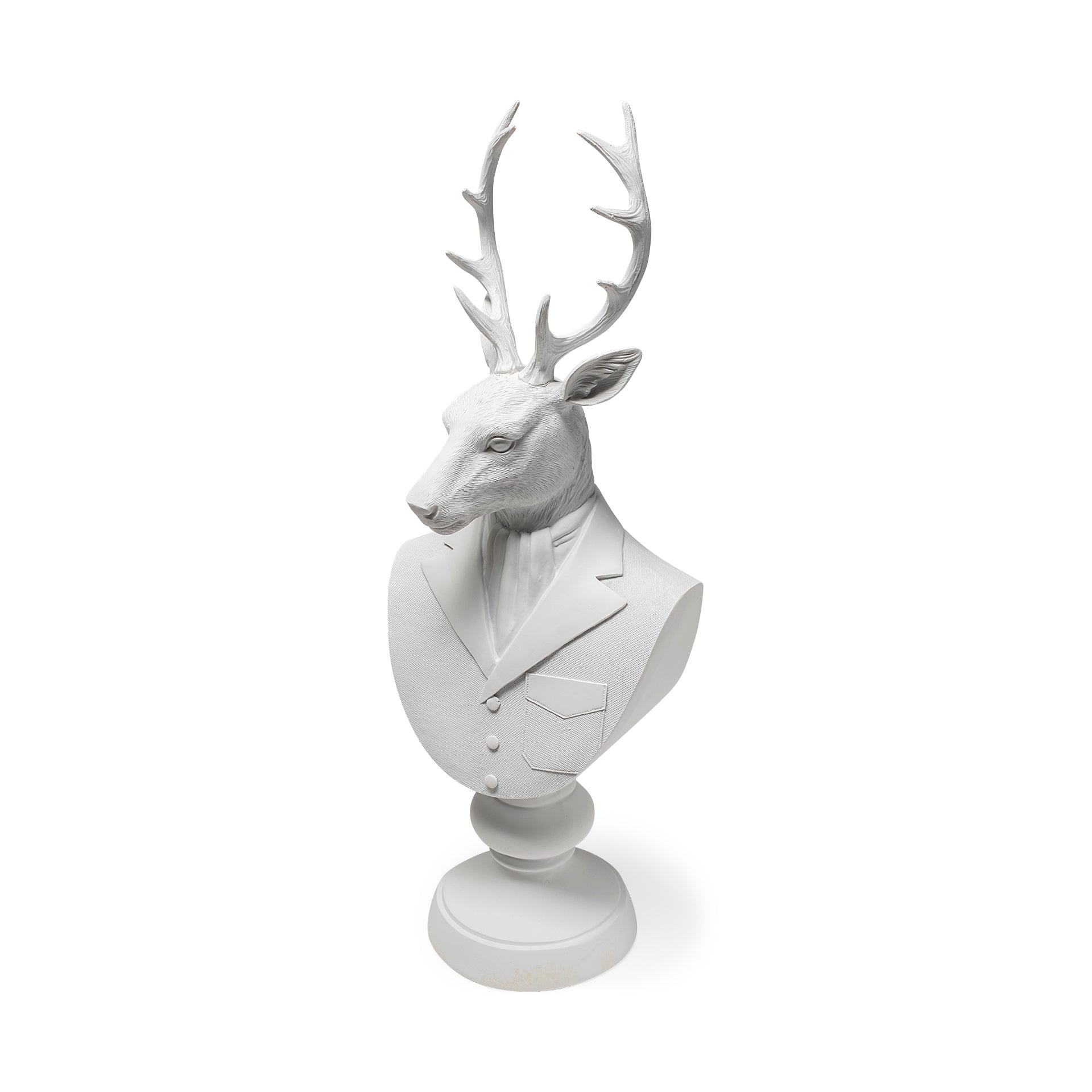 Mozart 22.5H White Painted Resin Deer In A Suit Bust