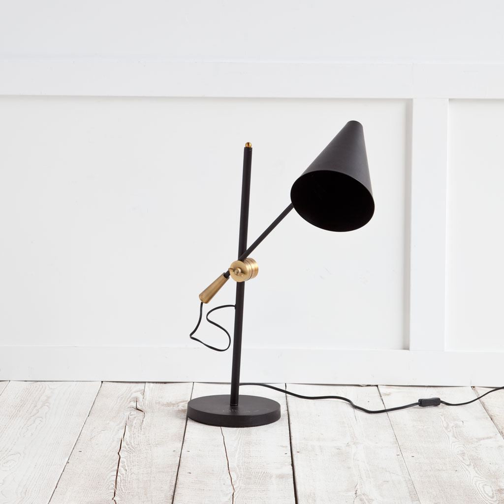 Fragon II(26"H) Black/Gold Metal Adjustable Cone Shade Table Lamp