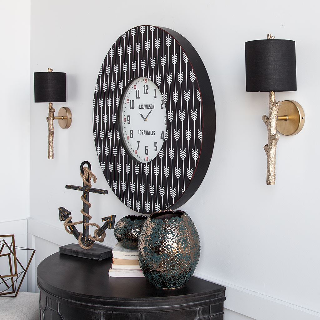 Sabinal Wall Sconce Gold Resin | Black Shade - wall-fixtures