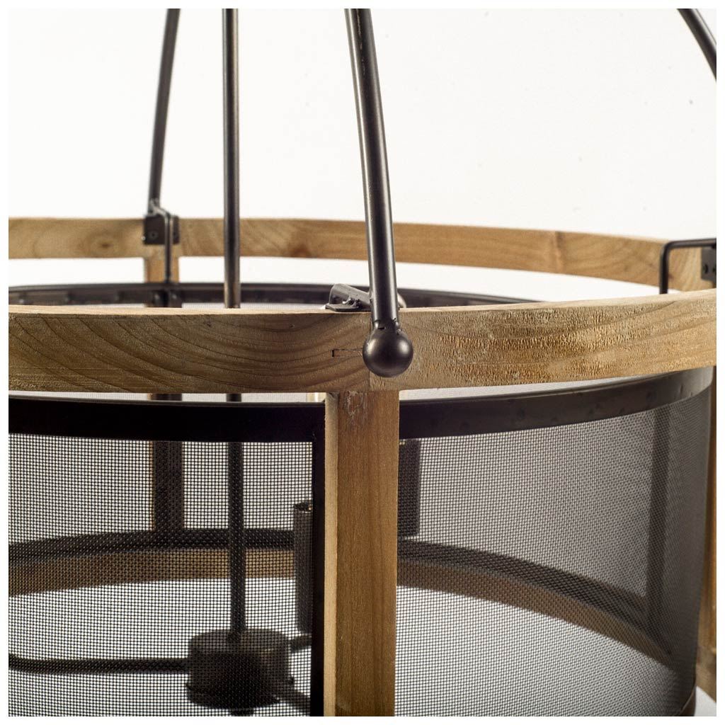 Penhill Chandelier Black Metal | Brown Wood - chandeliers