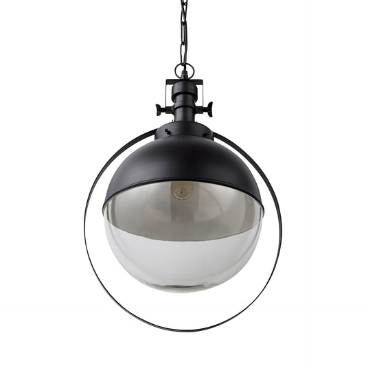 Leighton Pendant Light Black Metal | Glass Globe - pendant-light