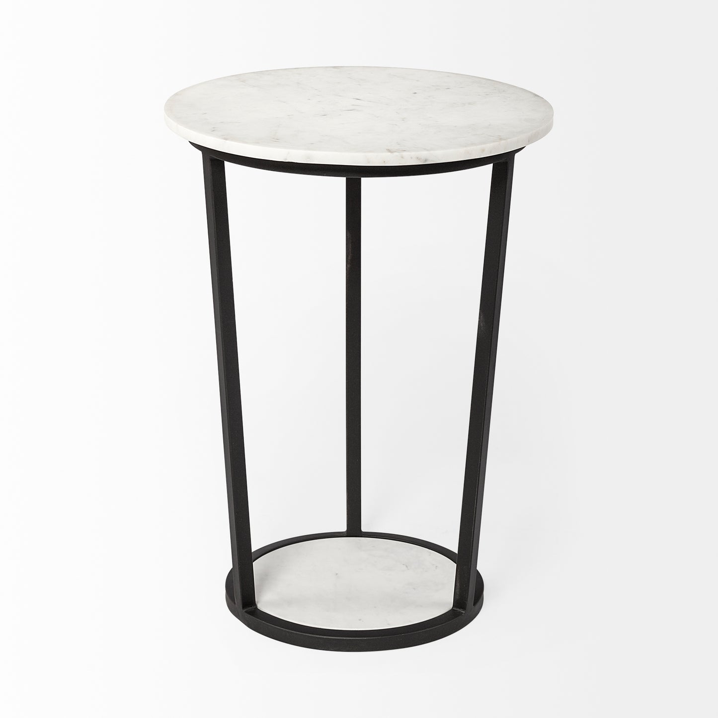 Bombola Accent Table White Marble | Black Metal | 18W - accent-tables