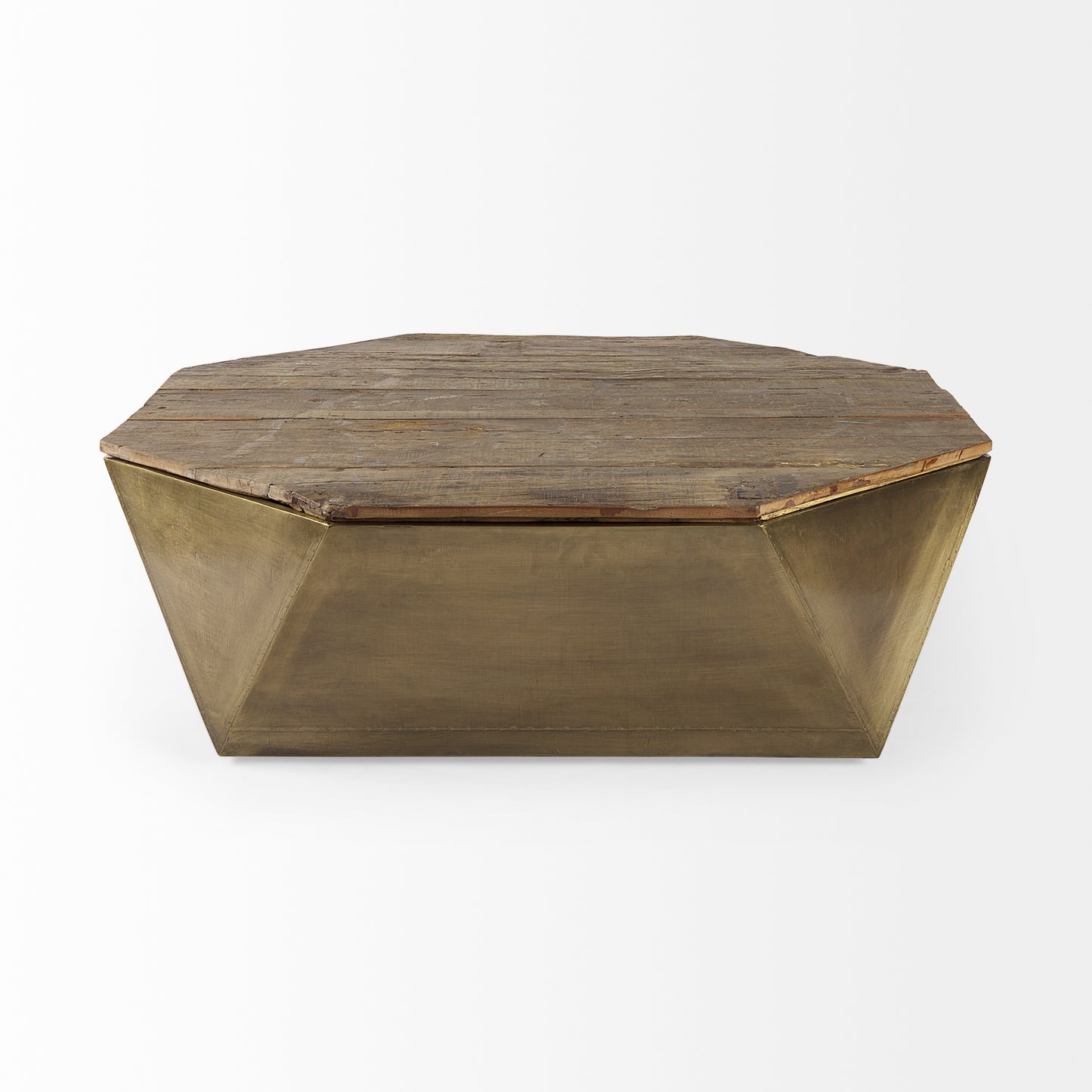 Esagono Coffee Table Brown Wood | Brass Metal - coffee-tables