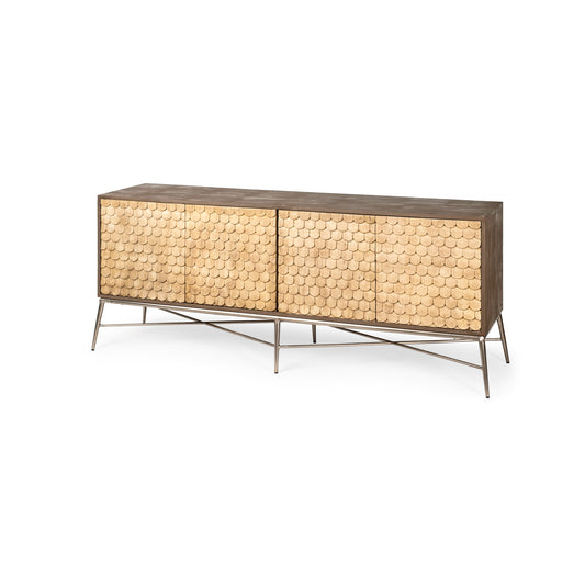 Swordfish Sideboard Brown Wood | Silver Metal - sideboards-and-buffets