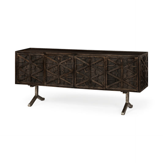 Hollandsworth Sideboard Brown Wood | Nickel Tone Metal - sideboards-and-buffets