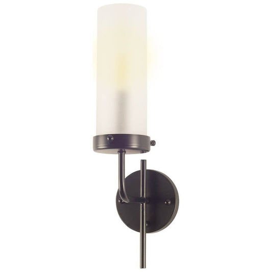 Bougeoir Wall Sconce Gray Metal | Glass Shade