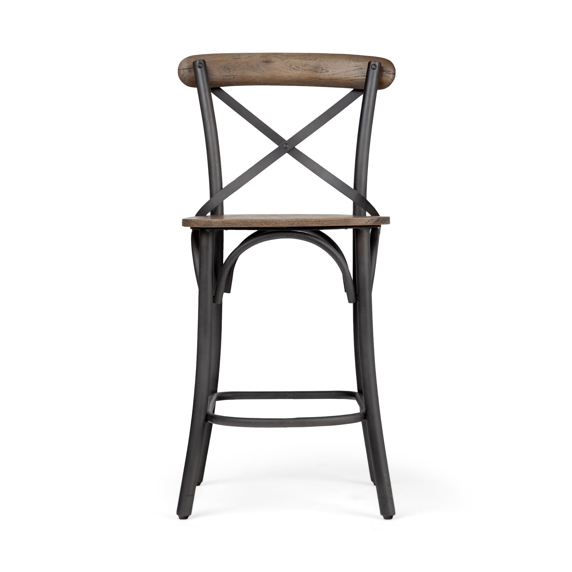 Etienne Bar Counter Stool Brown Wood | Black Metal | Counter - bar-stools